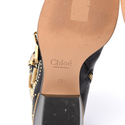 Chloe Nappa Sheepskin Studded Susanna Ankle Boots 37 Black 6 of 10