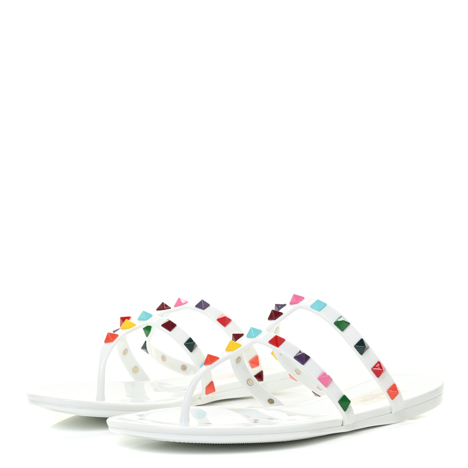 Valentino Garavani PVC Jelly Rockstud Caged Thong Sandals 39 White Multicolor 3 of 8