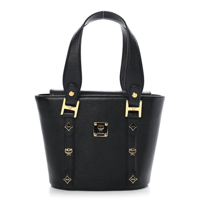 MCM Saffiano Studded Shopping Tote Black 8 of 36