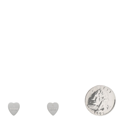 Gucci Sterling Silver Trademark Heart Stud Earrings 2 of 4