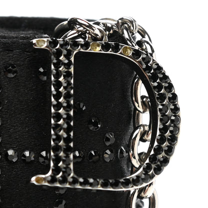 Christian Dior Satin Crystal Cannage Flap Clutch Black 10 of 11