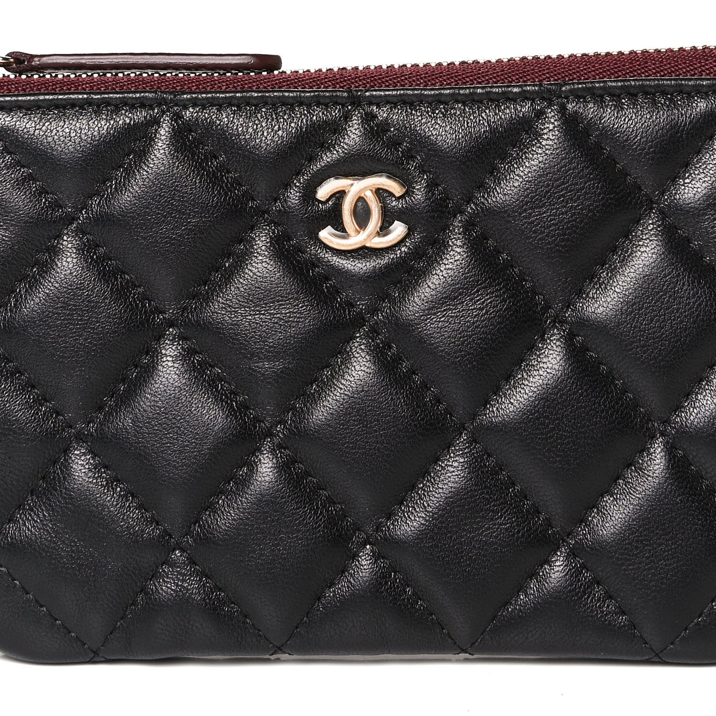 Lambskin Quilted Small Cosmetic Case Black