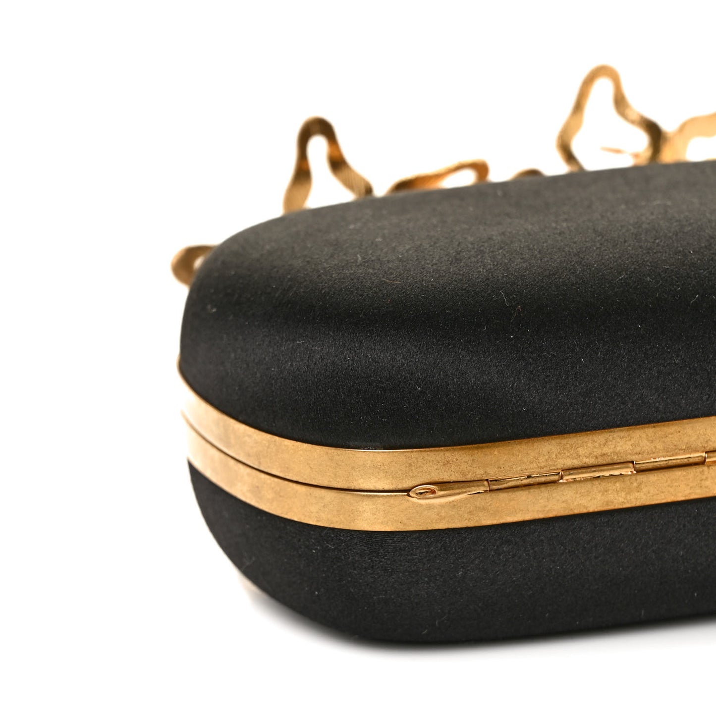 Satin Salamander Knuckle Box Clutch Black