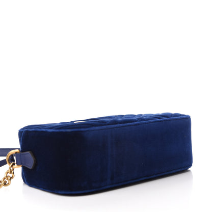 Gucci Velvet Matelasse Small GG Marmont Chain Shoulder Bag Cobalt 4 of 10