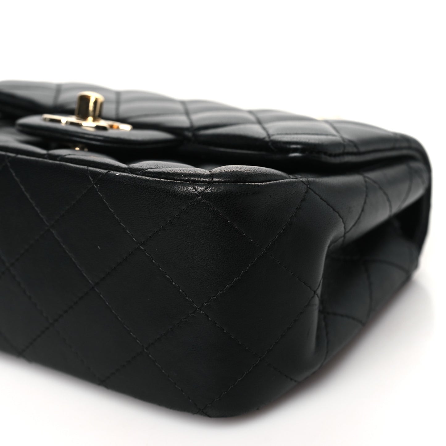Lambskin Quilted Mini Square Flap Black