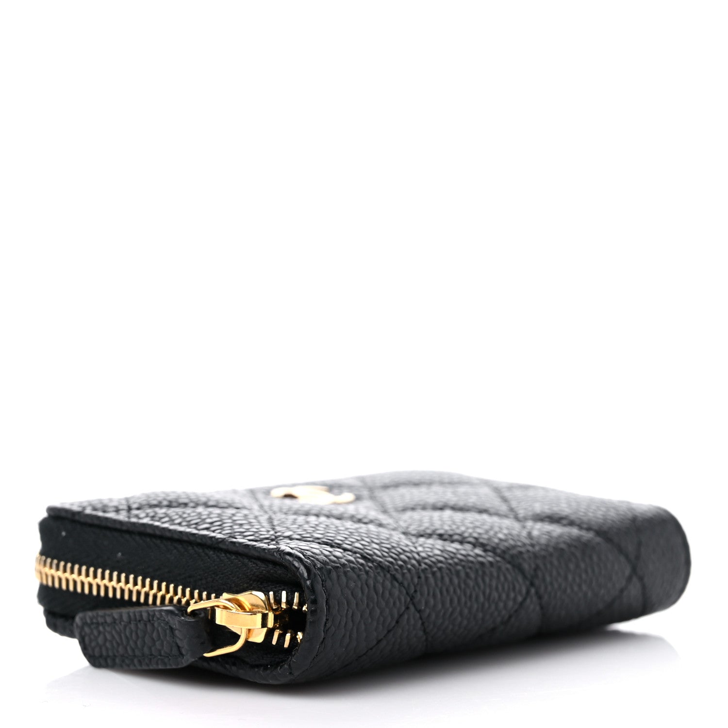 Chanel Caviar Quilted Zip Coin Purse Wallet Black 4 of 7