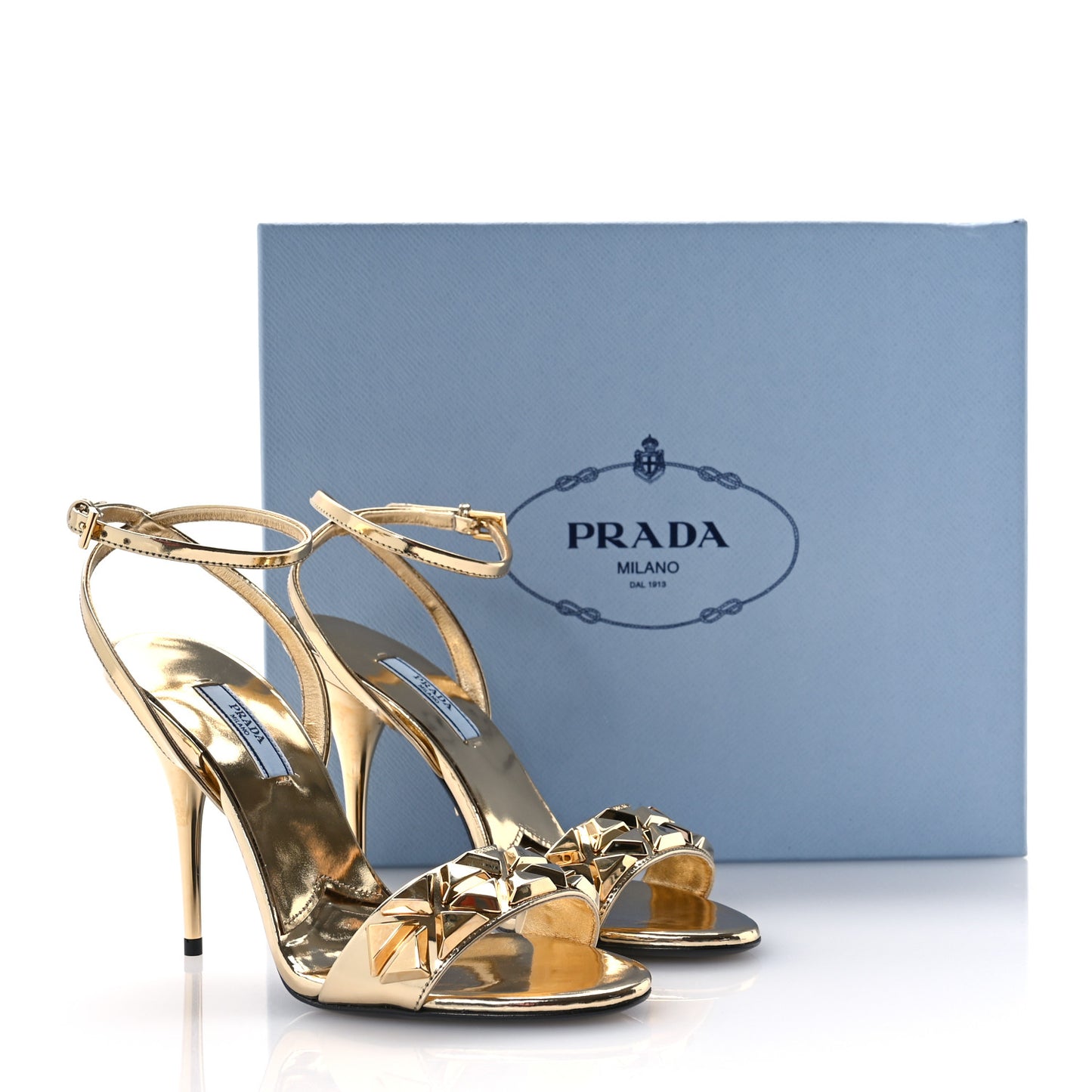 Vernice Metal Stud Sandals 36 Platino