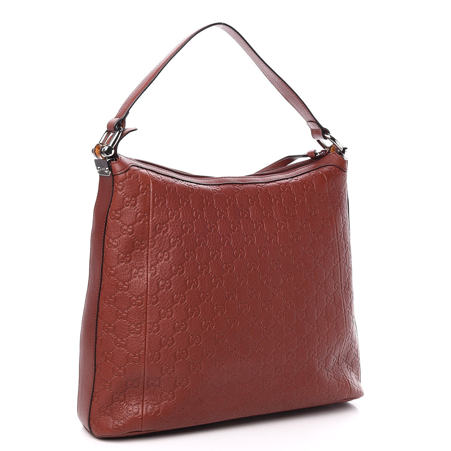 Guccissima Large Bamboo D-Ring Hobo Burgundy