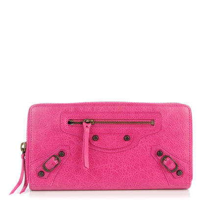 Balenciaga Agneau Classic Hardware Continental Zip Around Wallet Cyclamen 1 of 8