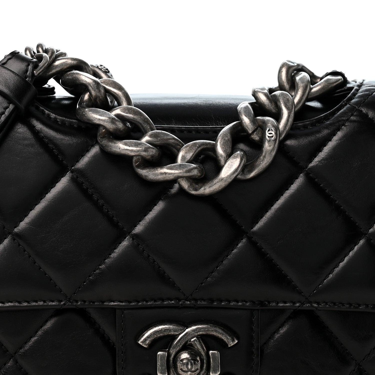 Chanel Glazed Calfskin Quilted Medium Perfect Edge Flap Black 7 of 12