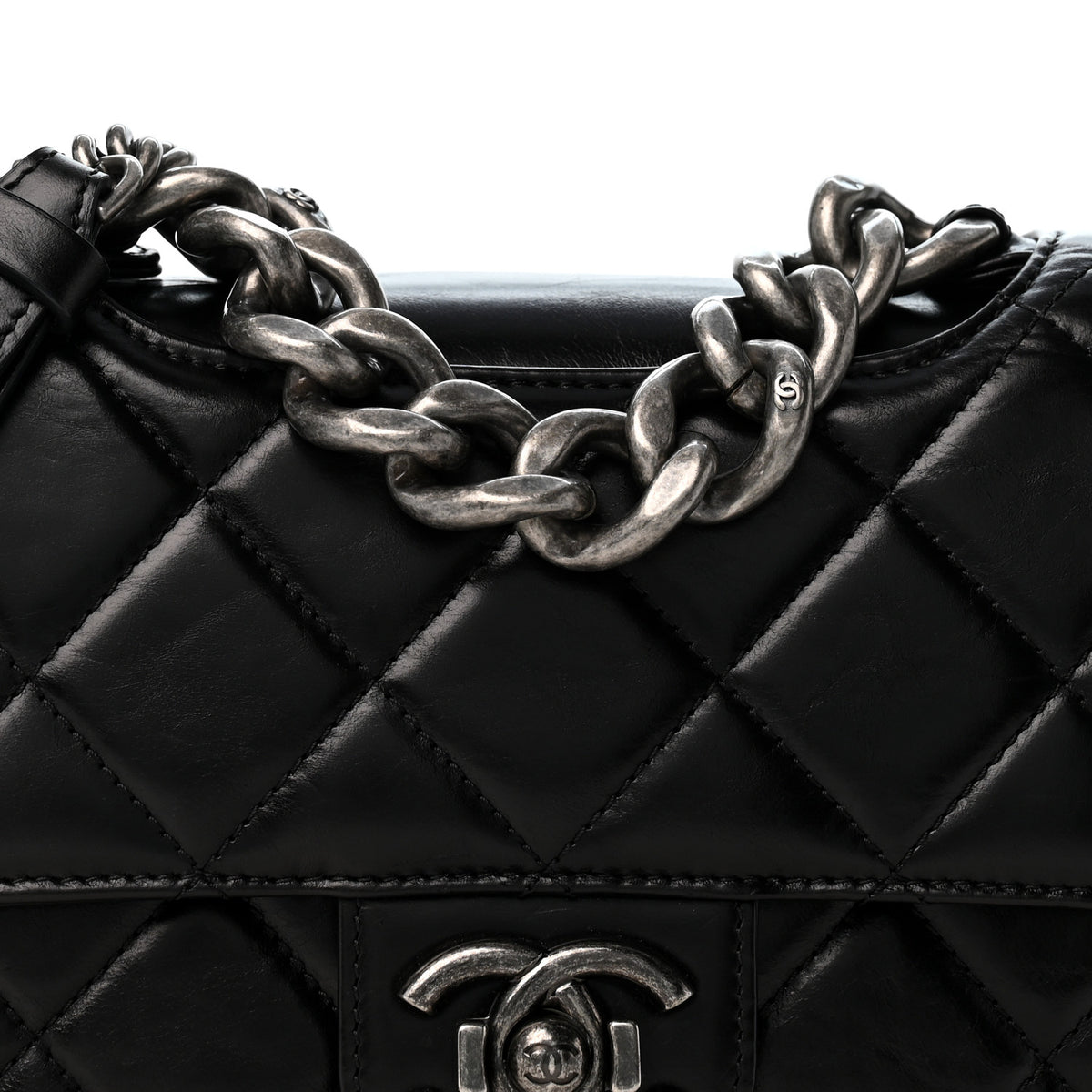 Chanel Glazed Calfskin Quilted Medium Perfect Edge Flap Black 8 of 13