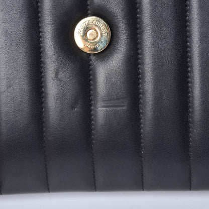 Saint Laurent Lambskin Matelasse Monogram Vicky Chain Wallet Black 12 of 14