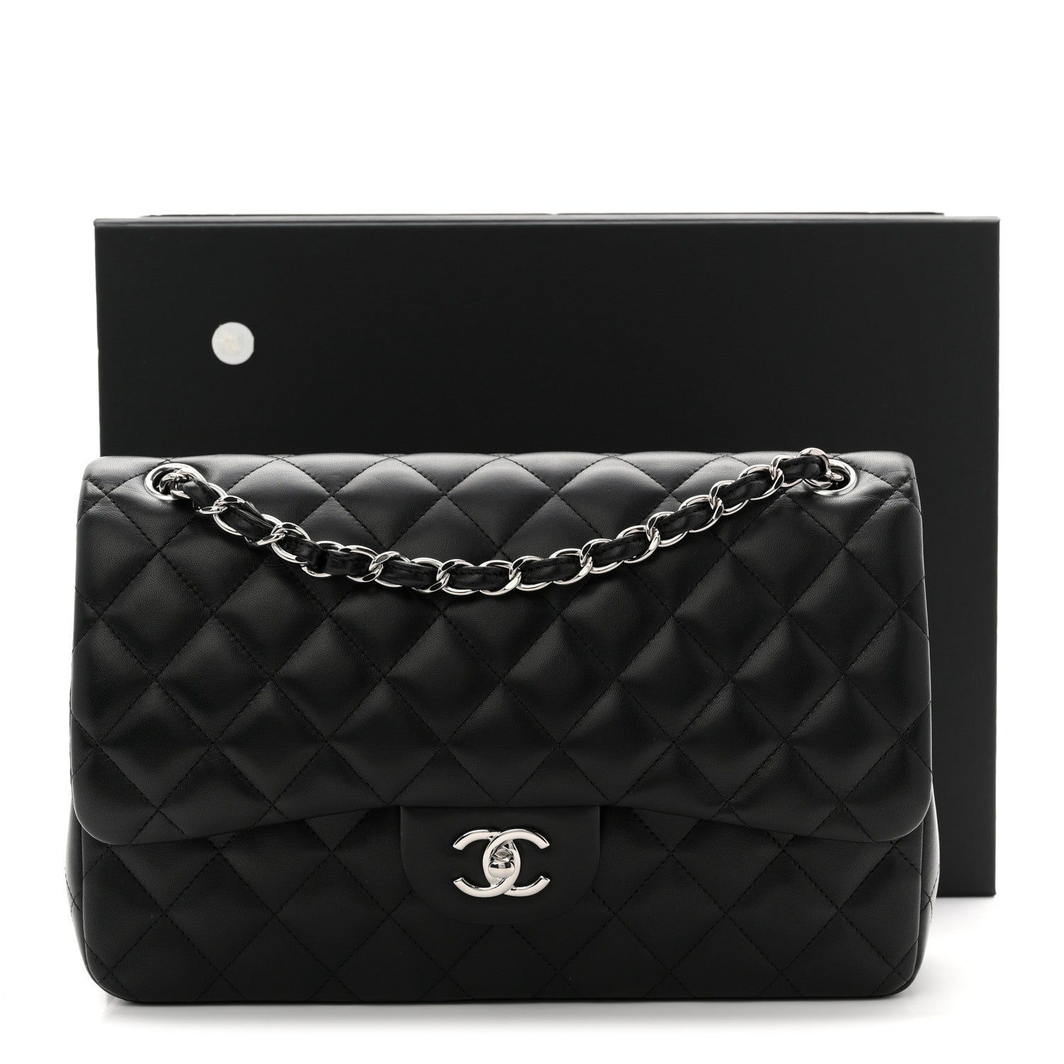 Chanel Lambskin Quilted Jumbo Double Flap Black 11 of 11