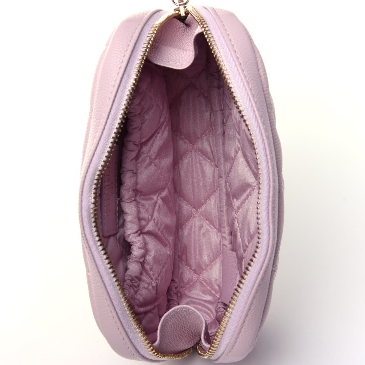 Caviar Quilted Small Curvy Pouch Cosmetic Case Light Pink