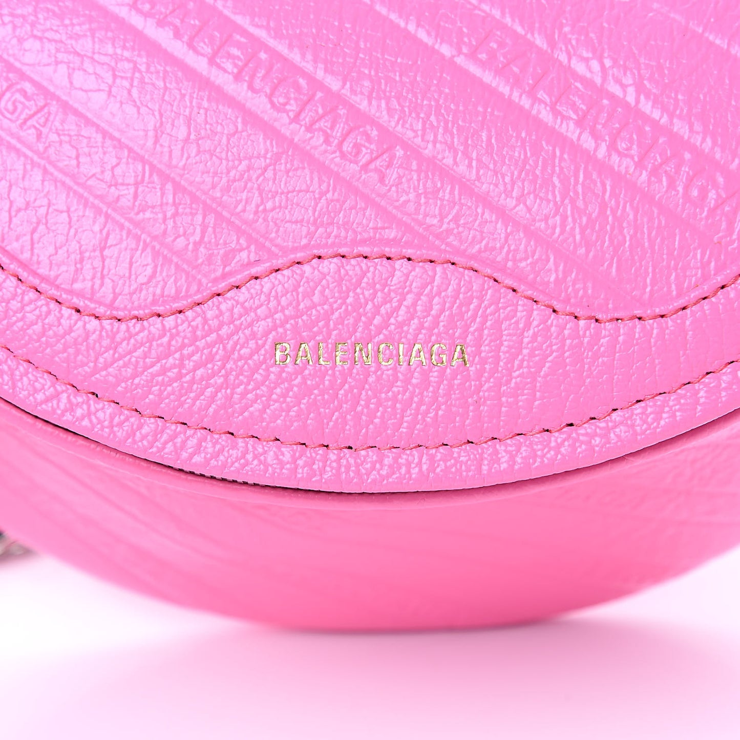 Shiny Goatskin Allover Logo Embossed XXS Souvenir Belt Bag Acid Pink