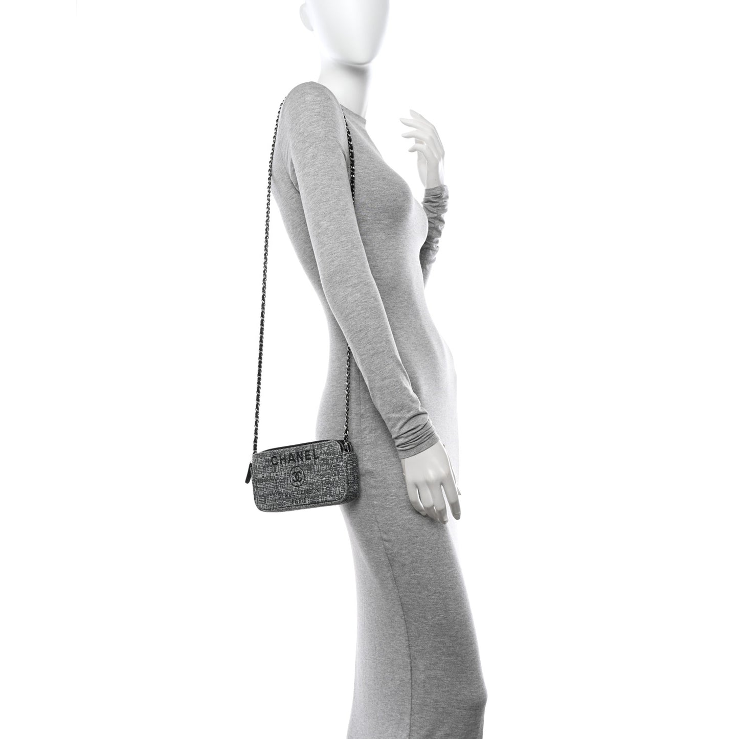 Canvas Small Deauville Clutch With Chain Charcoal