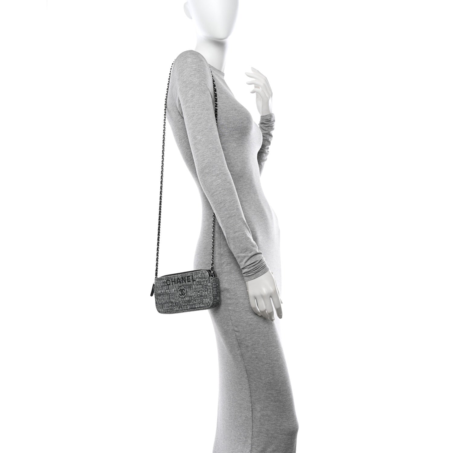 Chanel Canvas Small Deauville Clutch With Chain Charcoal 2 of 11