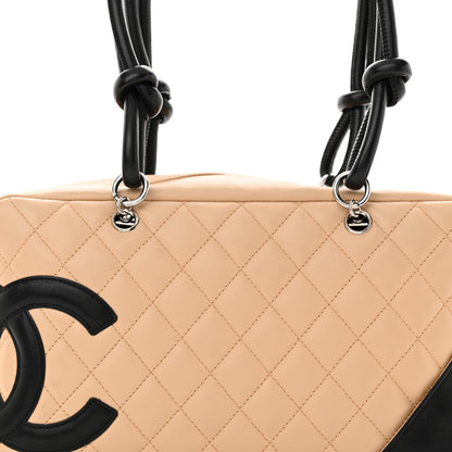 Chanel Calfskin Quilted Large Cambon Bowler Beige Black 8 of 12