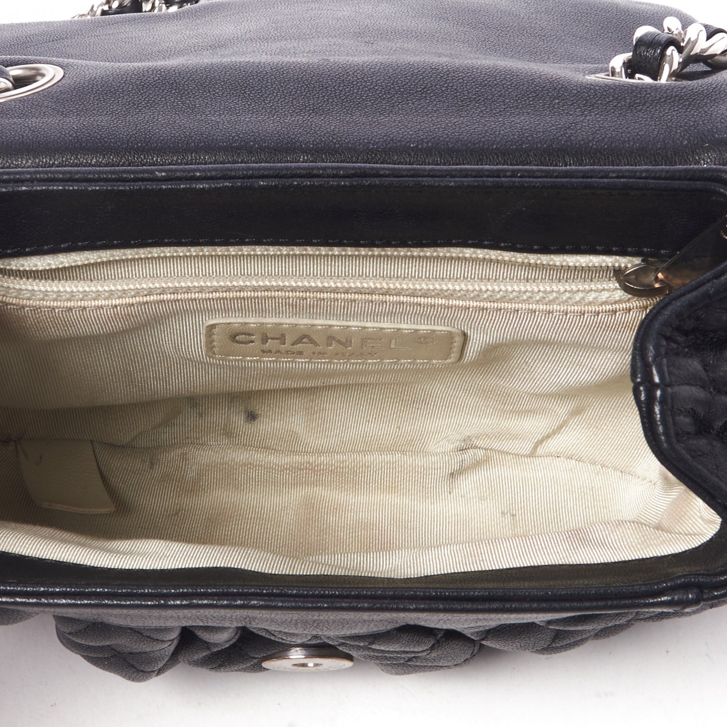 Washed Lambskin Quilted Mini Chain Around Messenger Black