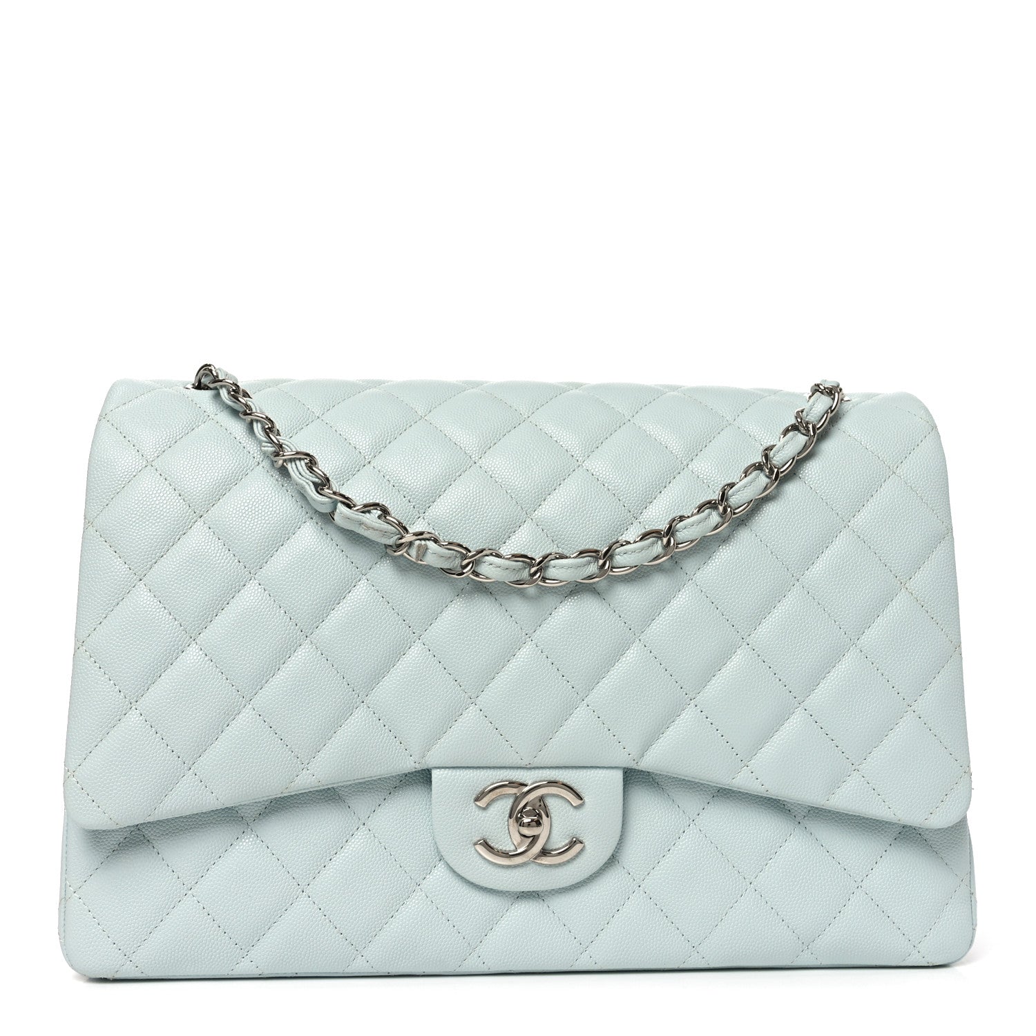 Chanel Caviar Quilted Maxi Double Flap Light Blue 1 of 10