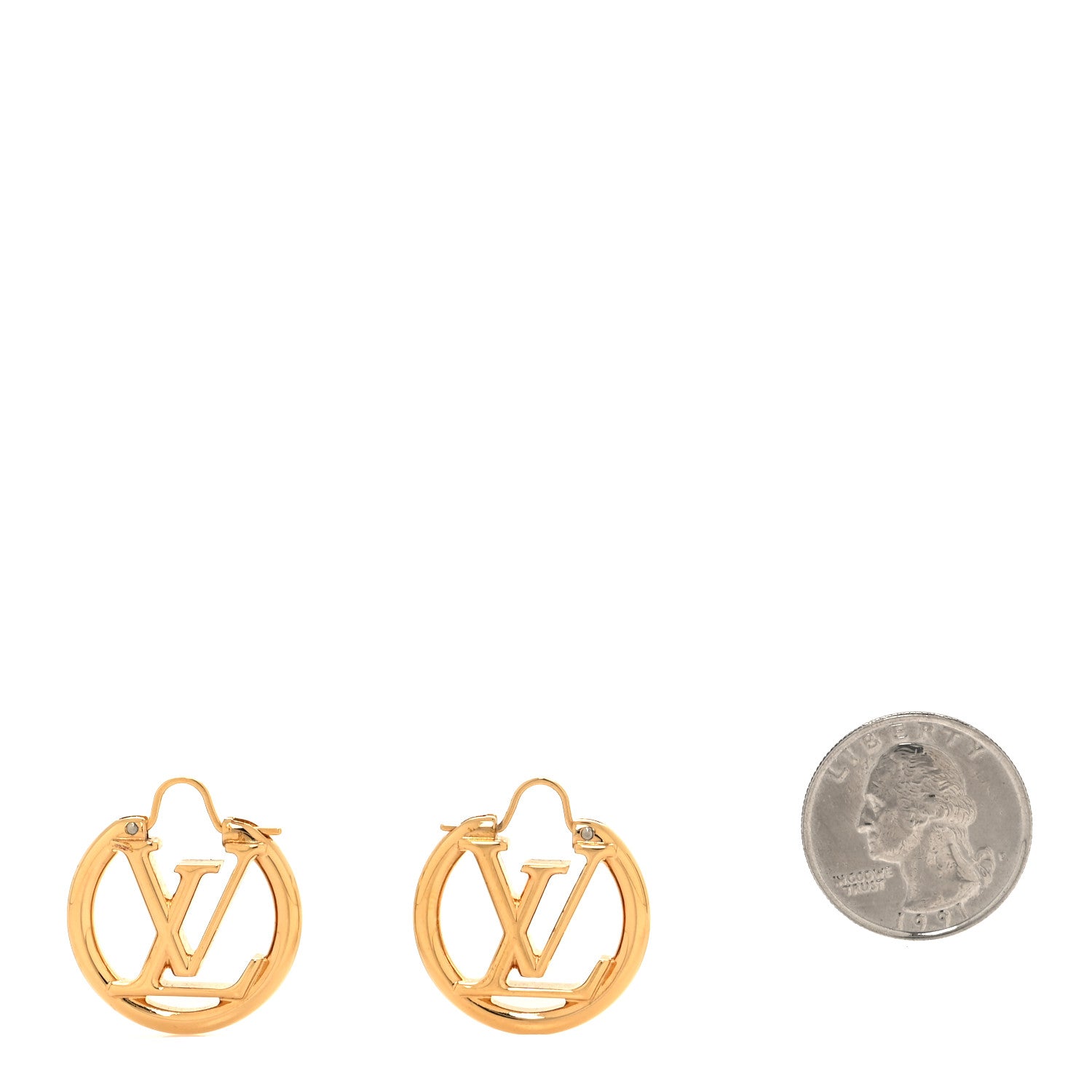 Louis Vuitton Metal Small Louise Hoop Earrings Gold 2 of 4