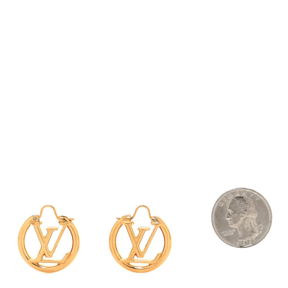 Louis Vuitton Metal Small Louise Hoop Earrings Gold 2 of 4