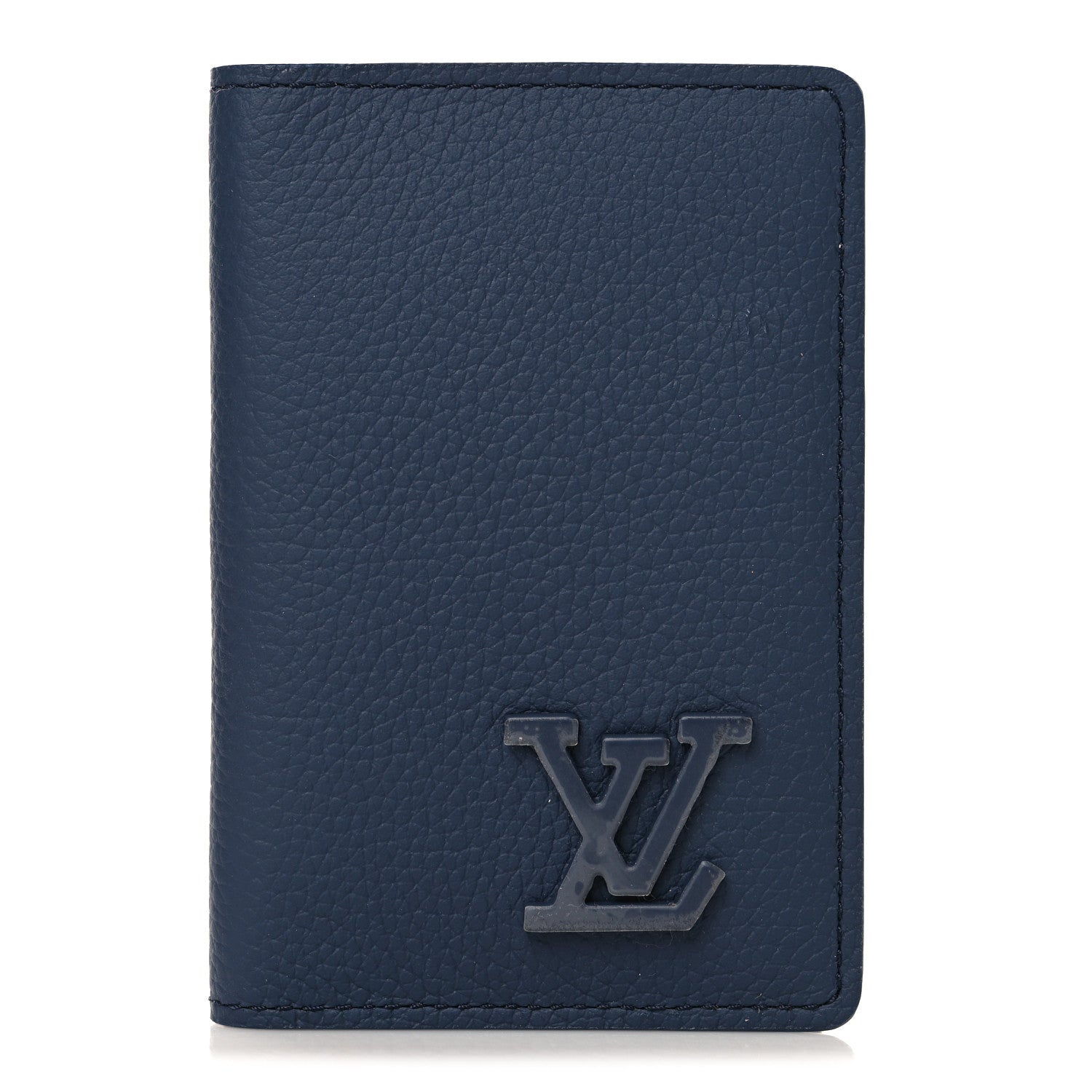 Louis Vuitton Grained Calfskin Aerogram Pocket Organizer Navy 1 of 7