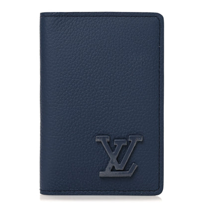 Louis Vuitton Grained Calfskin Aerogram Pocket Organizer Navy 1 of 7