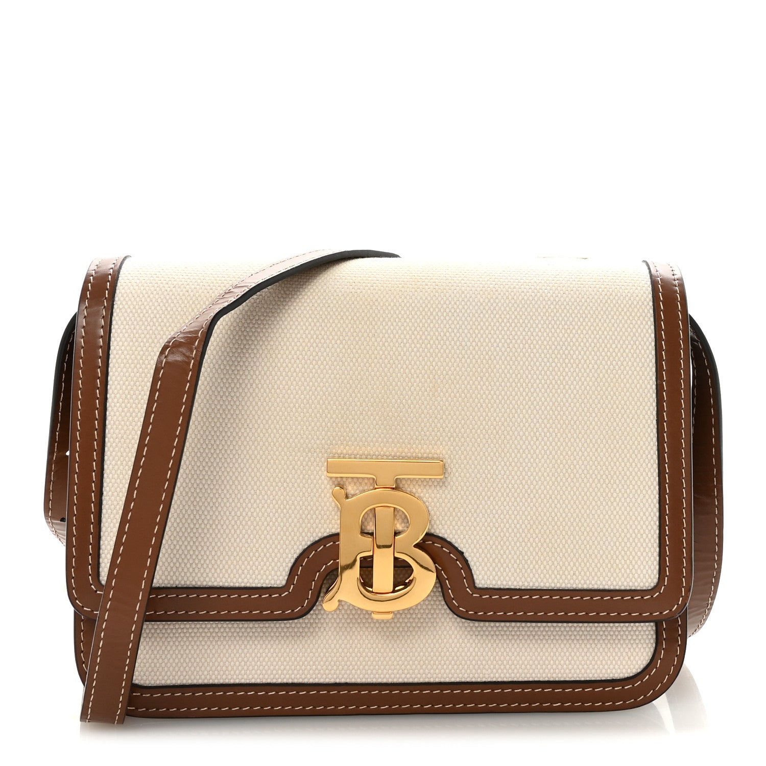Burberry Canvas Calfskin Small TB Bag Natural 1866165 – FASHIONPHILE