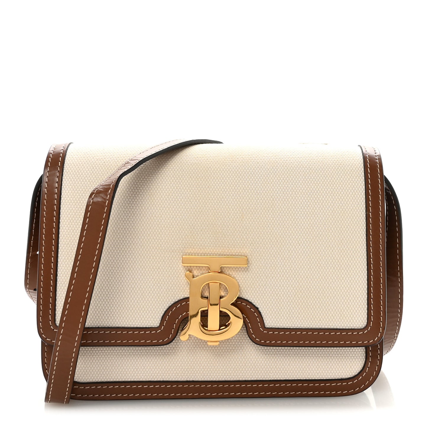 Canvas Calfskin Small TB Bag Natural