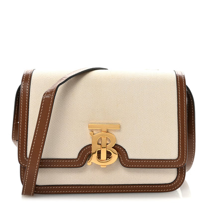 Burberry Canvas Calfskin Small TB Bag Natural 1 of 9