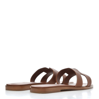 Hermes Box Calfskin Oran Sandals 36.5 Gold 4 of 11
