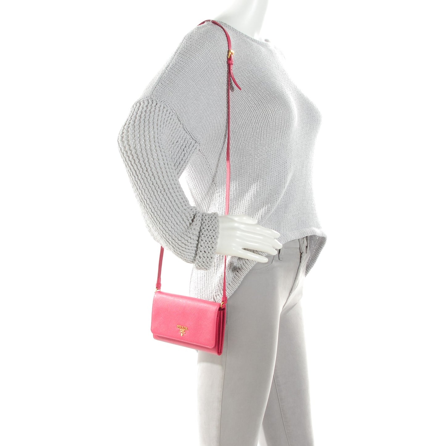 Saffiano Metal Mini Crossbody Wallet Peonia