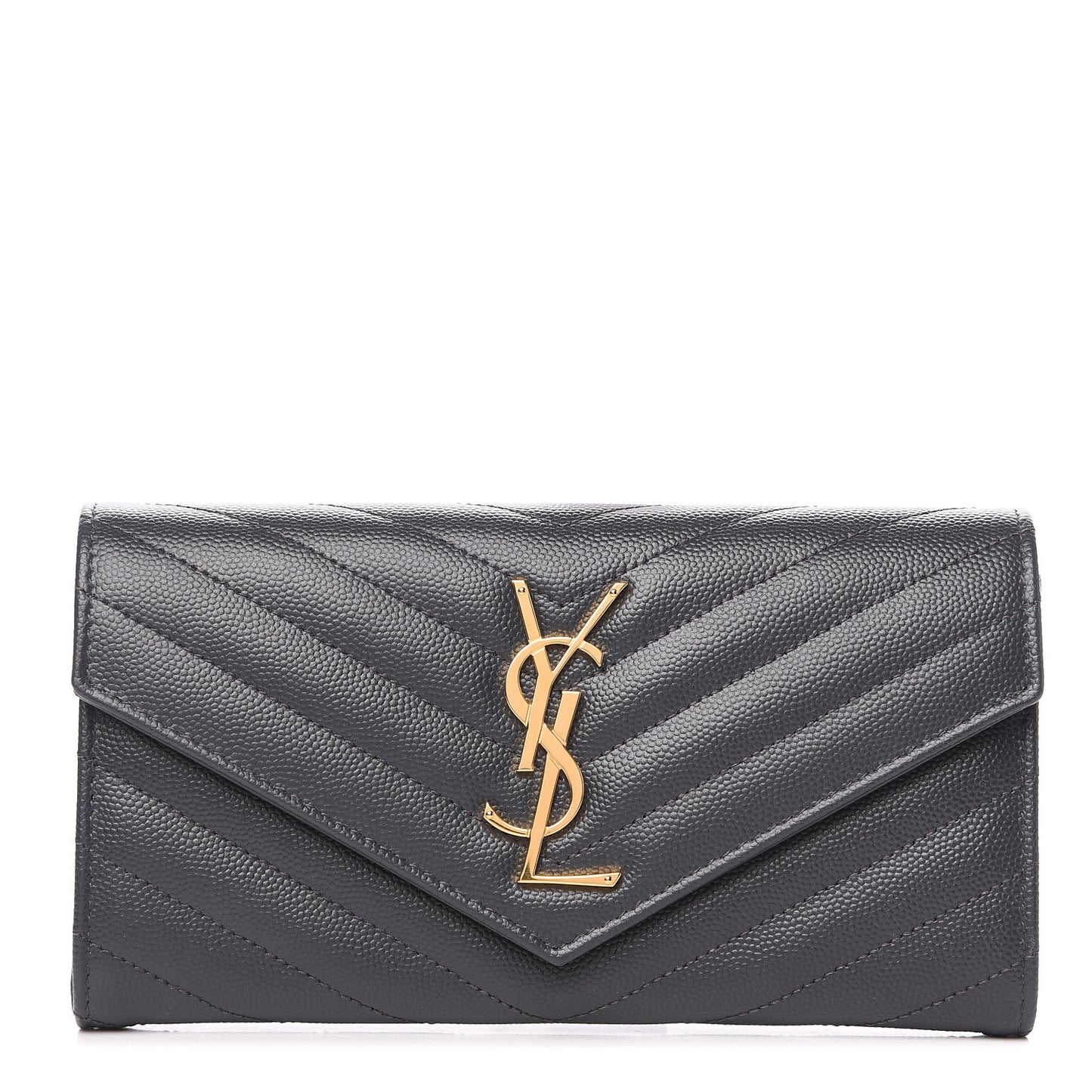 Grain De Poudre Matelasse Chevron Monogram Flap Wallet Dark Smog