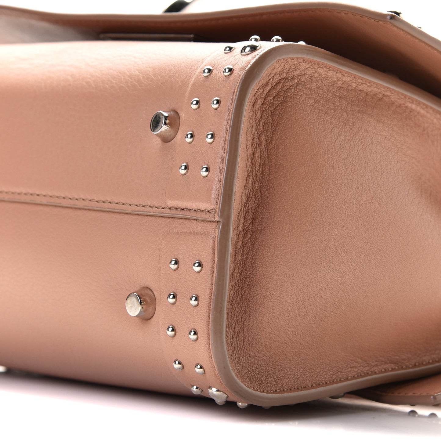 Grained Calfskin Studded Mini Shark Lock Satchel Old Pink