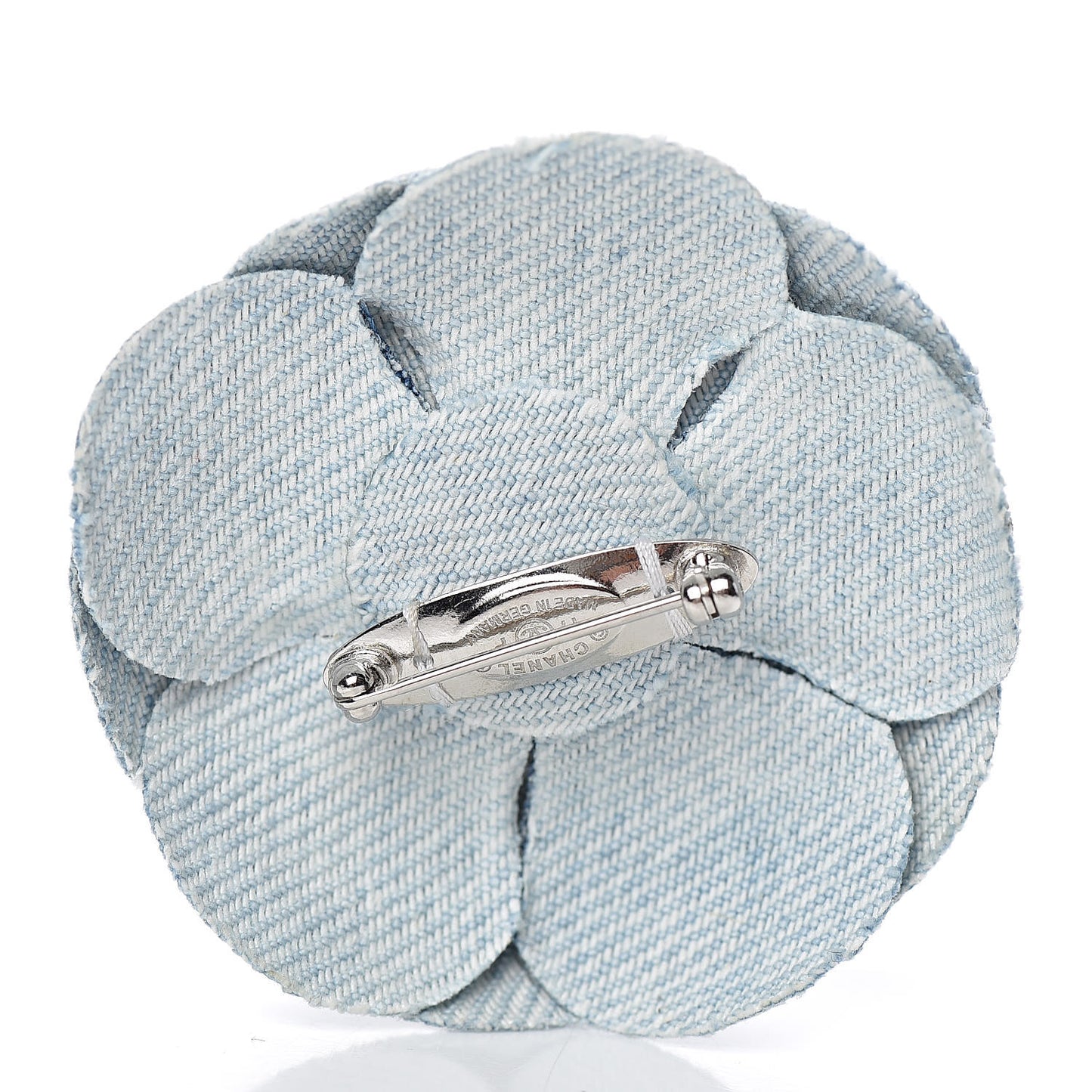 Denim Camellia Pin Brooch Blue