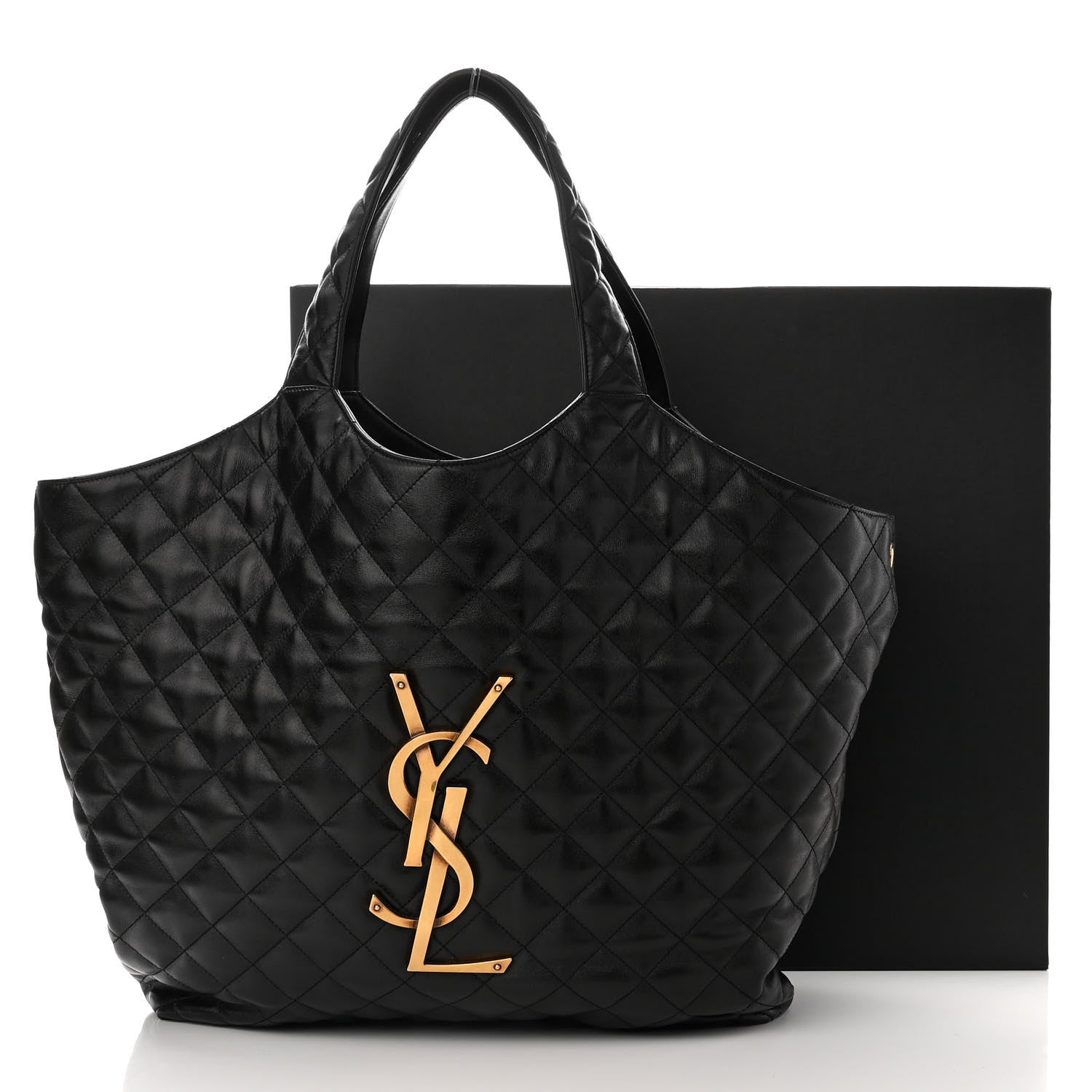 Saint Laurent Lambskin Quilted Maxi Icare Shopping Tote Black 14 of 14