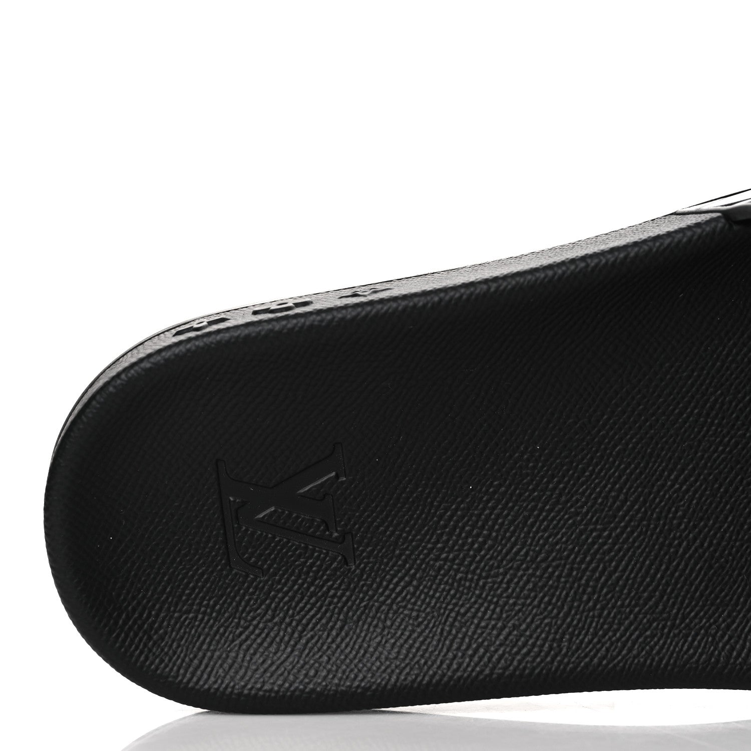 Louis Vuitton Rubber Embossed Monogram Mens Waterfront Mules 9 Black 7 of 8