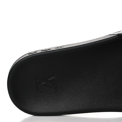 Louis Vuitton Rubber Embossed Monogram Mens Waterfront Mules 9 Black 7 of 8