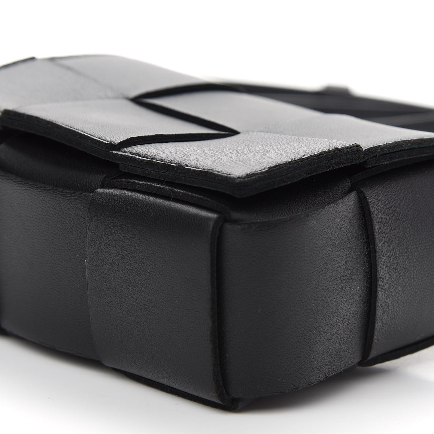 Lambskin Maxi Intrecciato Extra Mini Cassette Crossbody Bag Black