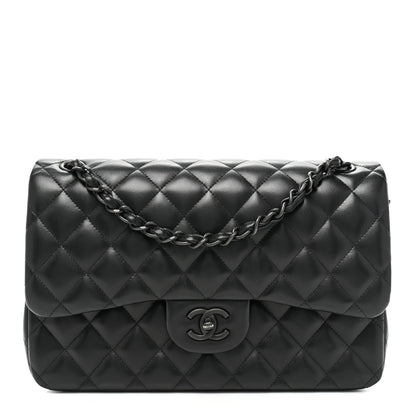 Chanel Lambskin Quilted Jumbo Double Flap So Black 1 of 16
