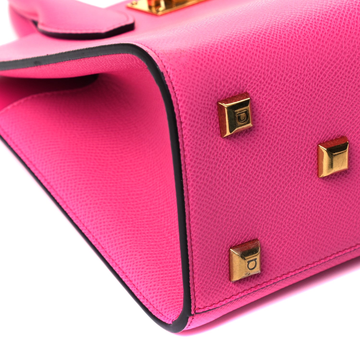 Salvatore Ferragamo Hammered Calfskin Small The Studio Box Bag Hot Pink 6 of 7