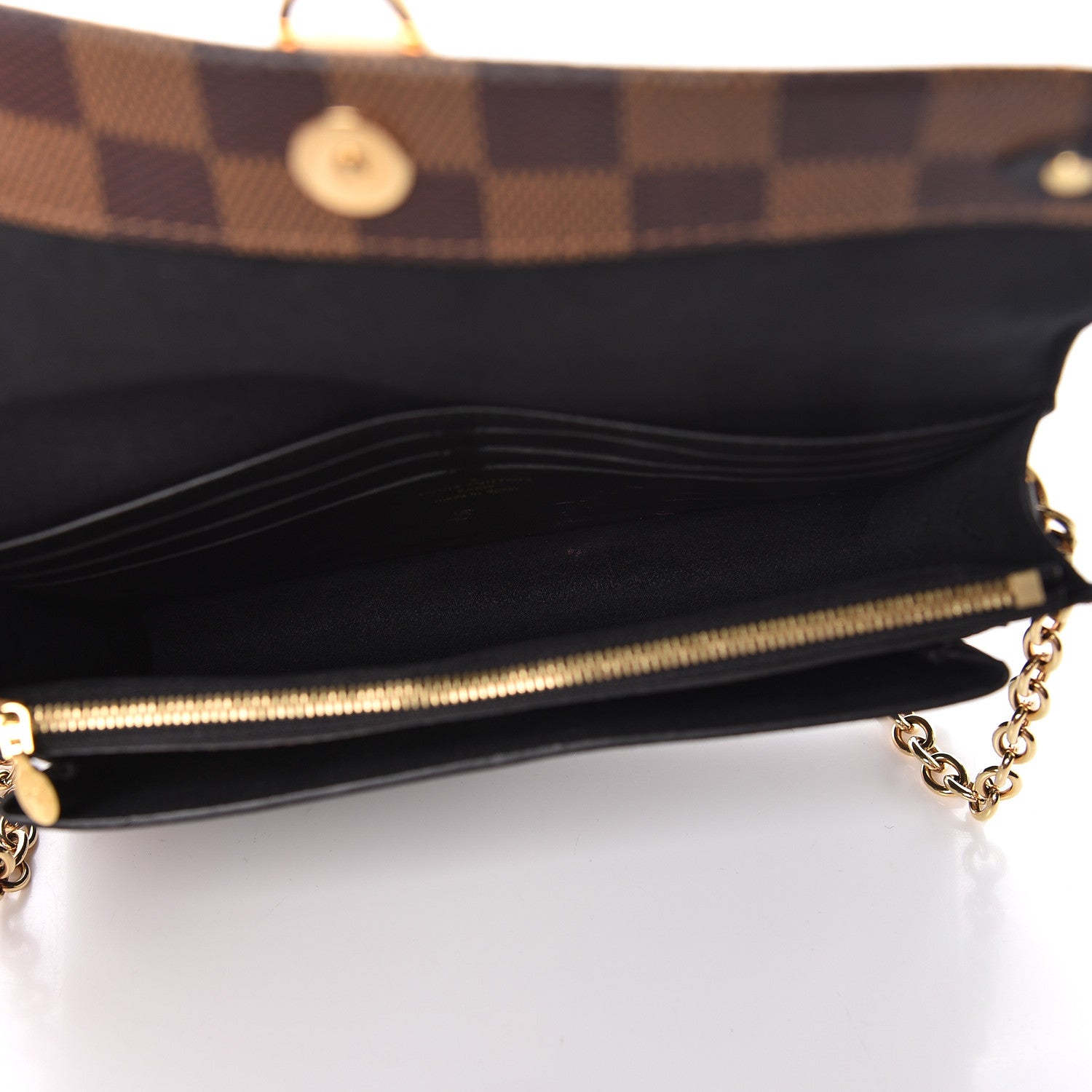 Louis Vuitton Damier Ebene Vavin Chain Wallet Black 7 of 10