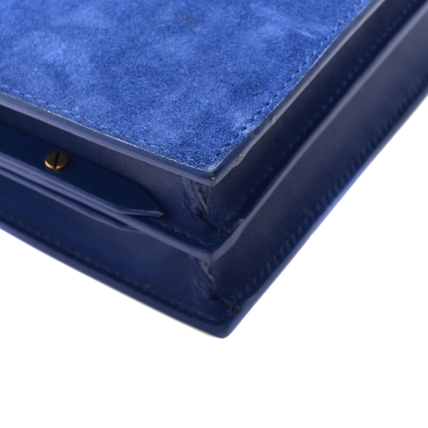 Smooth Calfskin Suede Monogram Cassandra Clasp Bag Bleu Saphir