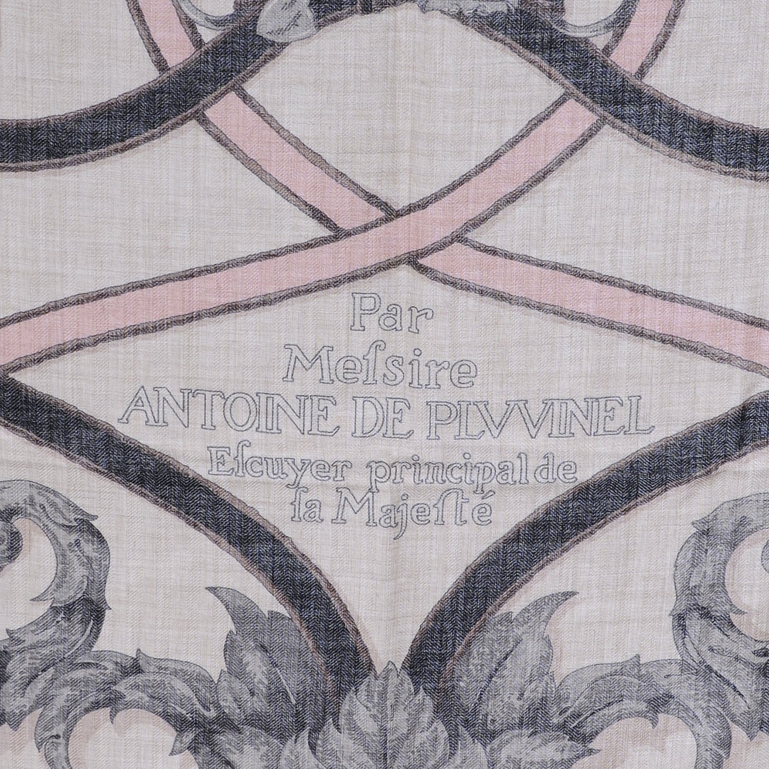 Hermes Cashmere Silk L Instruction Du Roi Shawl 140 5 of 9