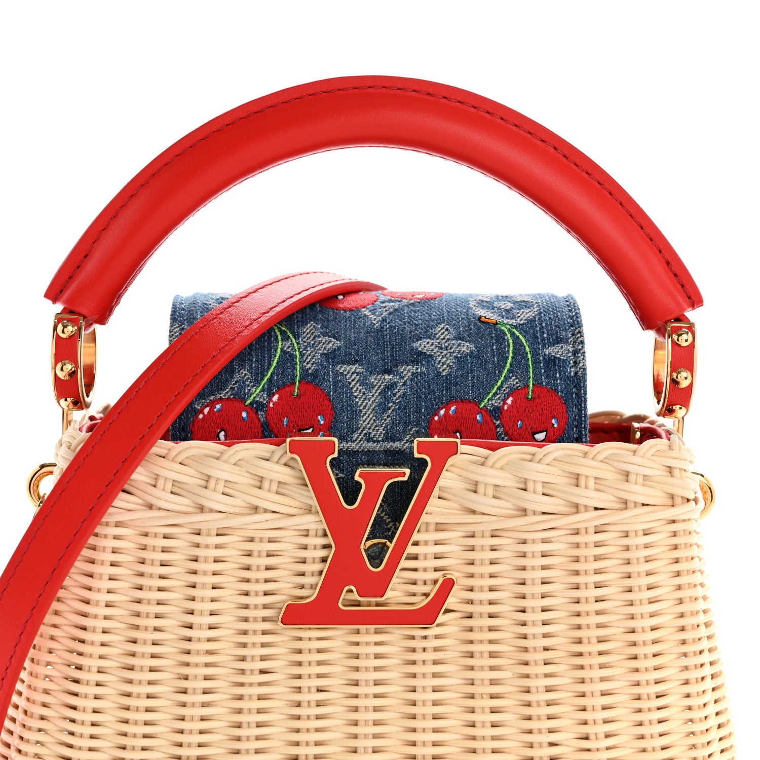 Louis Vuitton LV X TM Rattan Denim Calfskin Cerises Capucines Mini 7 of 10