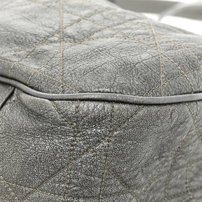 Christian Dior Metallic Lambskin Cannage Drawstring Bag Grey 20 of 21