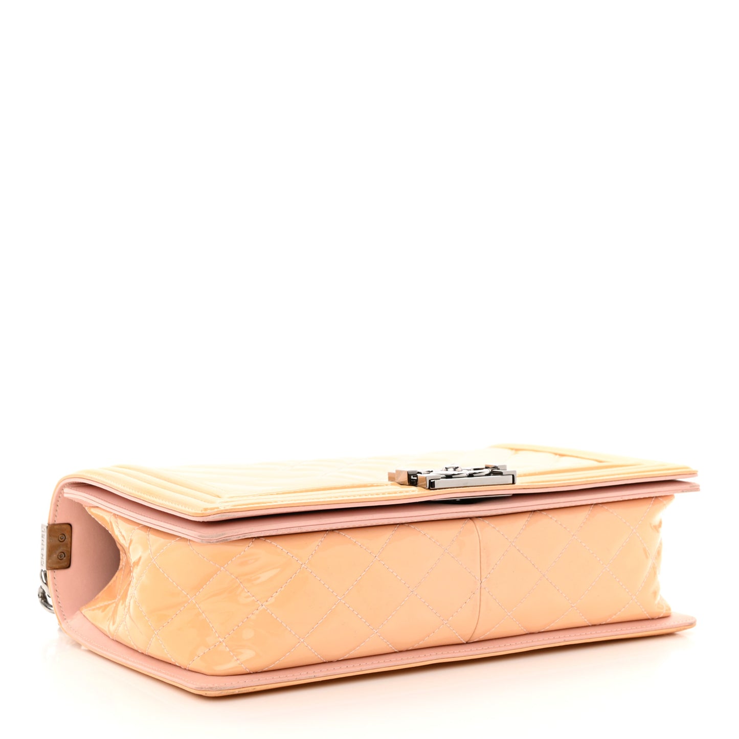 Patent Chevron Quilted New Medium Boy Flap Light Pink