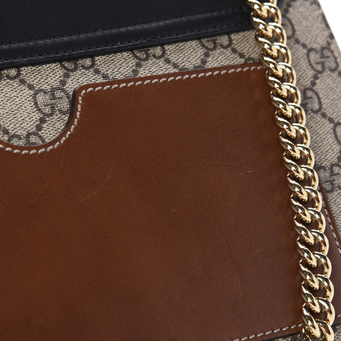 GG Supreme Monogram Calfskin Medium Padlock Shoulder Bag Beige Black Cuir