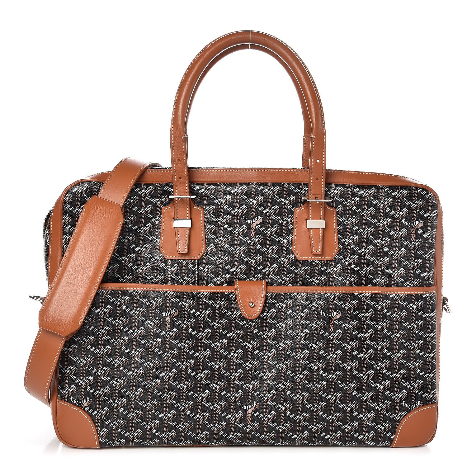 Goyard Chevron Ambassade MM Briefcase Black Gold 1 of 10